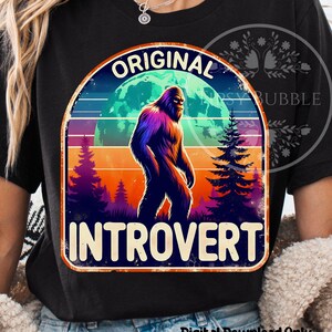 Retro Bigfoot Shirt Design, Sasquatch Clipart, Sublimation Designs, Introvert PNG, Antisocial PNG, Retro Bigfoot PNG Clipart, Commercial Use
