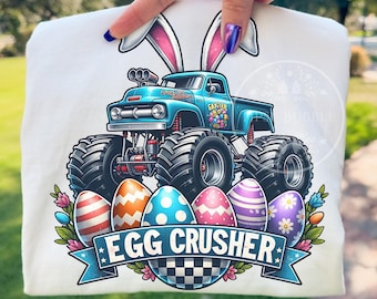 Jongens Pasen-monstertruck png-shirtontwerp, monstertruck-sublimatie, paasshirtontwerp voor kinderen, crusher png, kindersublimatiebestanden