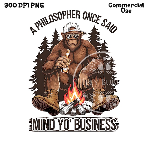 Pie Grande divertido PNG, Clipart de camping retro, Diseño de sublimación de camping, Sasquatch PNG, Diseño de camiseta divertida para hombre, Uso comercial, Archivos digitales