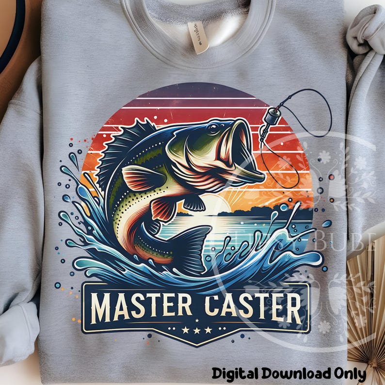 Funny Fishing PNG, Retro Fishing Clipart PNG, Fishing Sublimation Design, Bass Fishing PNG, Bass Fishing File, Commercial Use, Digital Files