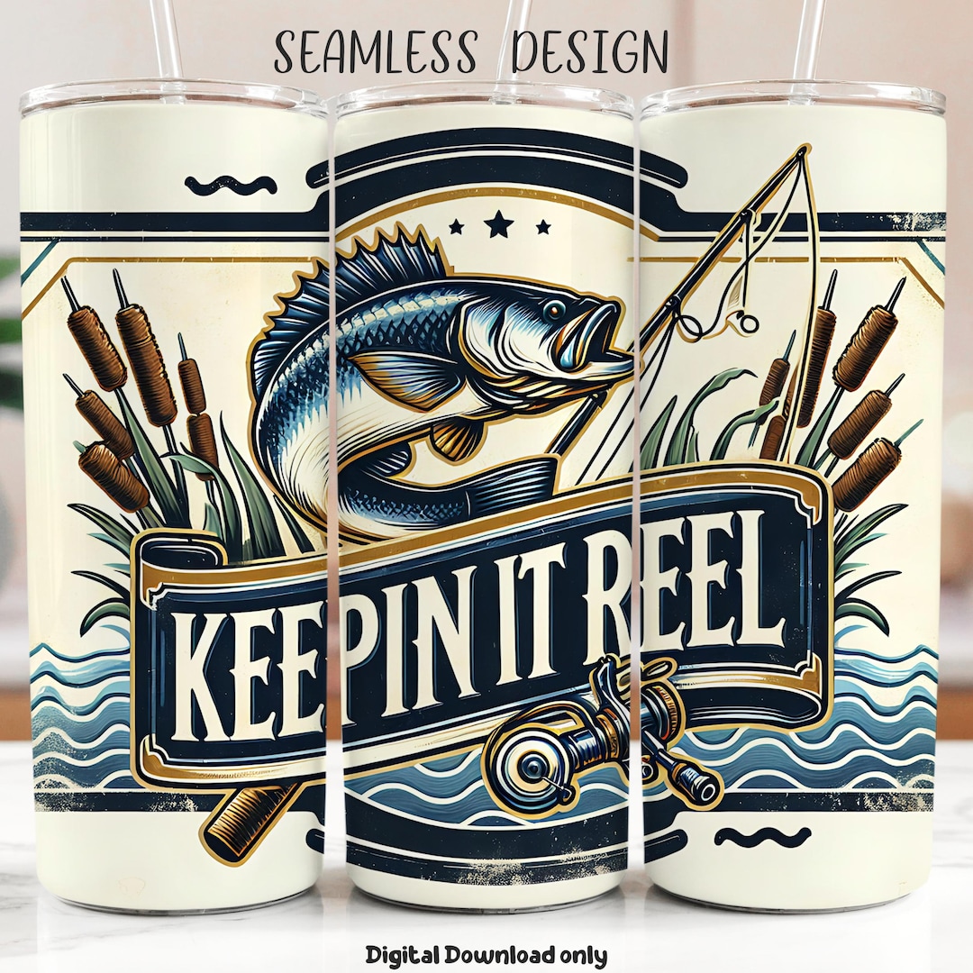 Retro Fishing Tumbler Wrap, Skinny Tumbler 20oz PNG Bass Fishing ...