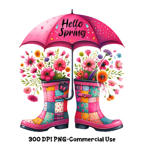 Spring Flowers PNG, Cute Watercolor Clipart, Sublimation Files, Floral Spring Clipart, Hello Spring Shirt PNG, Commercial Use, Digital Files