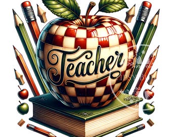Retro Apple Teacher PNG, Retro Teacher Shirt Designs for Teacher Sublimation Files, Retro Apple Shirt Design, Commercial Use, Digital Files