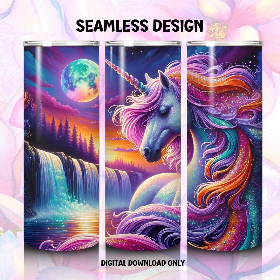 Rainbow Unicorn Tumbler Wrap PNG: Sublimation Design (digital Download ...