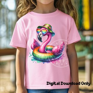Summer Flamingo PNG, Tropical Summer PNG, Summer Sublimation Files, Girls Summer Shirt Designs, Pink Flamingo Clipart PNG, Commercial Use
