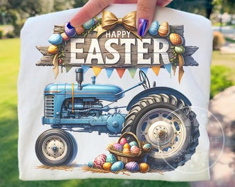 Country Easter Tractor PNG, Easter Tractor PNG, Kids Easter Shirt Design, Farmhouse Easter PNG, Easter Sublimation Files