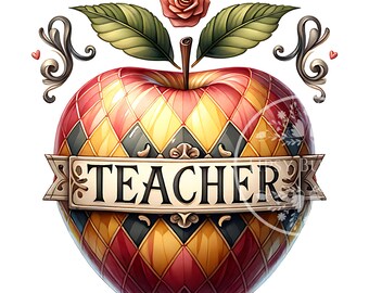 Retro Apple Teacher PNG, Retro Teacher Shirt Designs for Teacher Sublimation Files, Retro Apple Shirt Design, Commercial Use, Digital Files