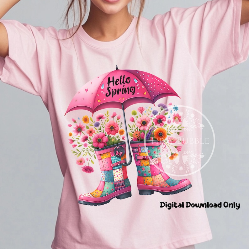 Spring Flowers PNG, Cute Watercolor Clipart, Sublimation Files, Floral Spring Clipart, Hello Spring Shirt PNG, Commercial Use, Digital Files