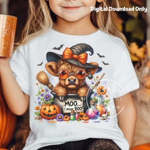 Halloween Highland Cow PNG, Highland Cow Clipart, Halloween Cow PNG, Cute Highland Cow Shirt Design Sublimation Files Commercial Use Digital