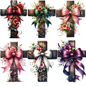Christian Floral Cross Bundle, Christian Coquette, Religious Shirt PNG, Cross and Flowers, Bow Cross PNG, Commercial Use, Digital Downloads