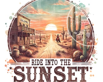 Retro Western Shirt Design: Cowboy Sublimation PNG (Commercial Use, Digital Download