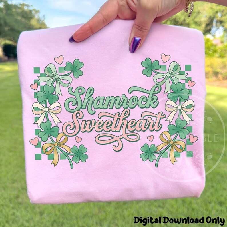 Coquette St. Patrick's Day PNG, Girls St. Patrick's Day Shirt Design, Checkered St. Patrick's Day Sublimation File, Shamrock PNG
