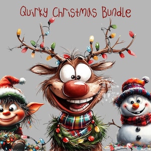 Funny Christmas PNG Bundle, Quirky Clipart, Christmas Shirt, Quirky Santa, Holiday Clipart Bundle, Scrapbook, Sublimation Designs, Cute Xmas
