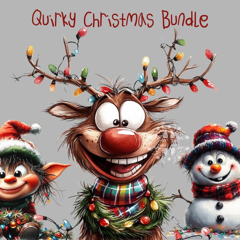 Funny Christmas PNG Bundle, Quirky Clipart, Christmas Shirt, Quirky Santa, Holiday Clipart Bundle, Scrapbook, Sublimation Designs, Cute Xmas