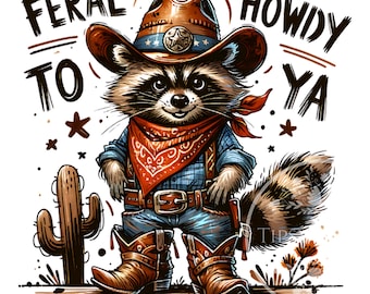 Western Raccoon PNG, Kids Sublimation Design, Boys Raccoon PNG Shirt Design, Western Cowboy Raccoon PNG, Commercial Use, Digital Downloads