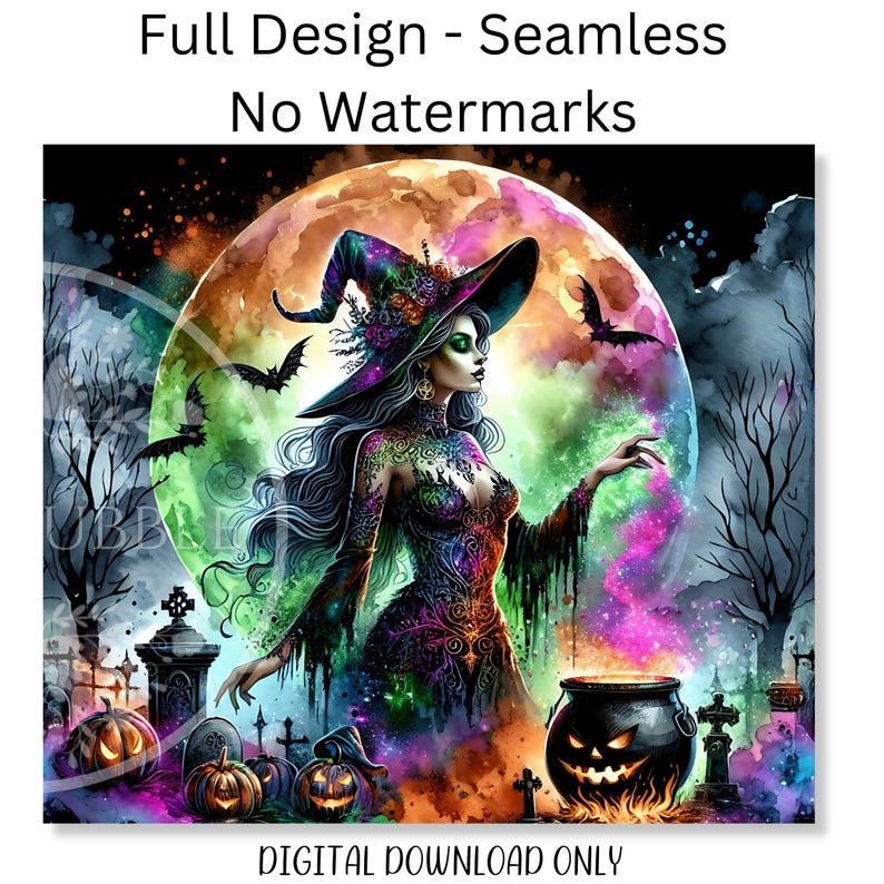 Witch Tumbler Wrap, Skinny Tumbler Wrap, Tumbler Sublimation, Faux Glitter Png, Witchy Tumbler PNG, Halloween Sublimation, Commercial Use