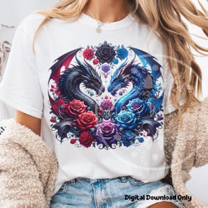 Dragon Clipart Fantasy PNG,  Floral Dragons Design, Dragon Sublimation Files, Romantasy Clipart Files, Digital Downloads, Commercial Use