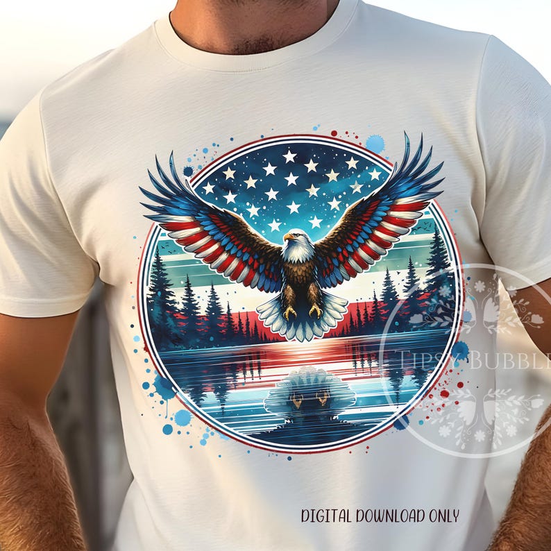 Eagle American Flag Shirt Design, Patriotic 4th of July Shirt PNG, Patriotic Shirt Design Sublimation File, Commercial Use, Digital Download