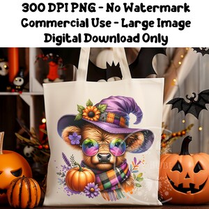Halloween Highland Cow PNG Bundle, Highland Cow Sublimation, Baby Highland Cow Witch Hat, Halloween Cow PNG, Commercial Use, Digital Files