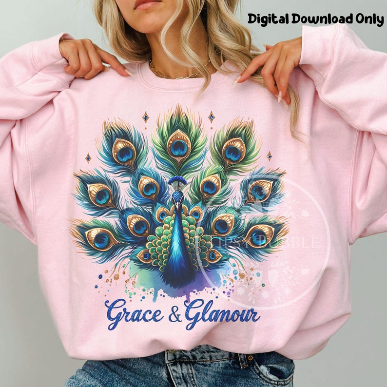 Peacock PNG, Peacock Clipart, Peacock Shirt Design, Colorful Feather PNG, Watercolor Feather Sublimation Design, Commercial Use Digital File