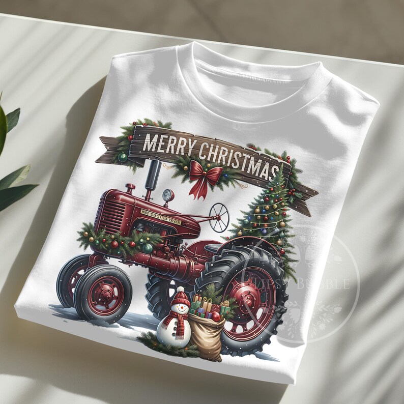 Christmas Tractor PNG, Christmas Truck, Country Christmas Clipart, Christmas Shirt Design, Holiday Tractor, Vintage Christmas, Sublimation