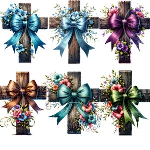 Christian Floral Cross Bundle, Christian Coquette, Religious Shirt PNG, Cross and Flowers, Bow Cross PNG, Commercial Use, Digital Downloads