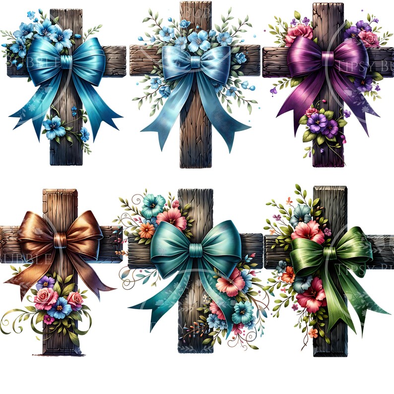 Christian Floral Cross Bundle, Christian Coquette, Religious Shirt PNG, Cross and Flowers, Bow Cross PNG, Commercial Use, Digital Downloads