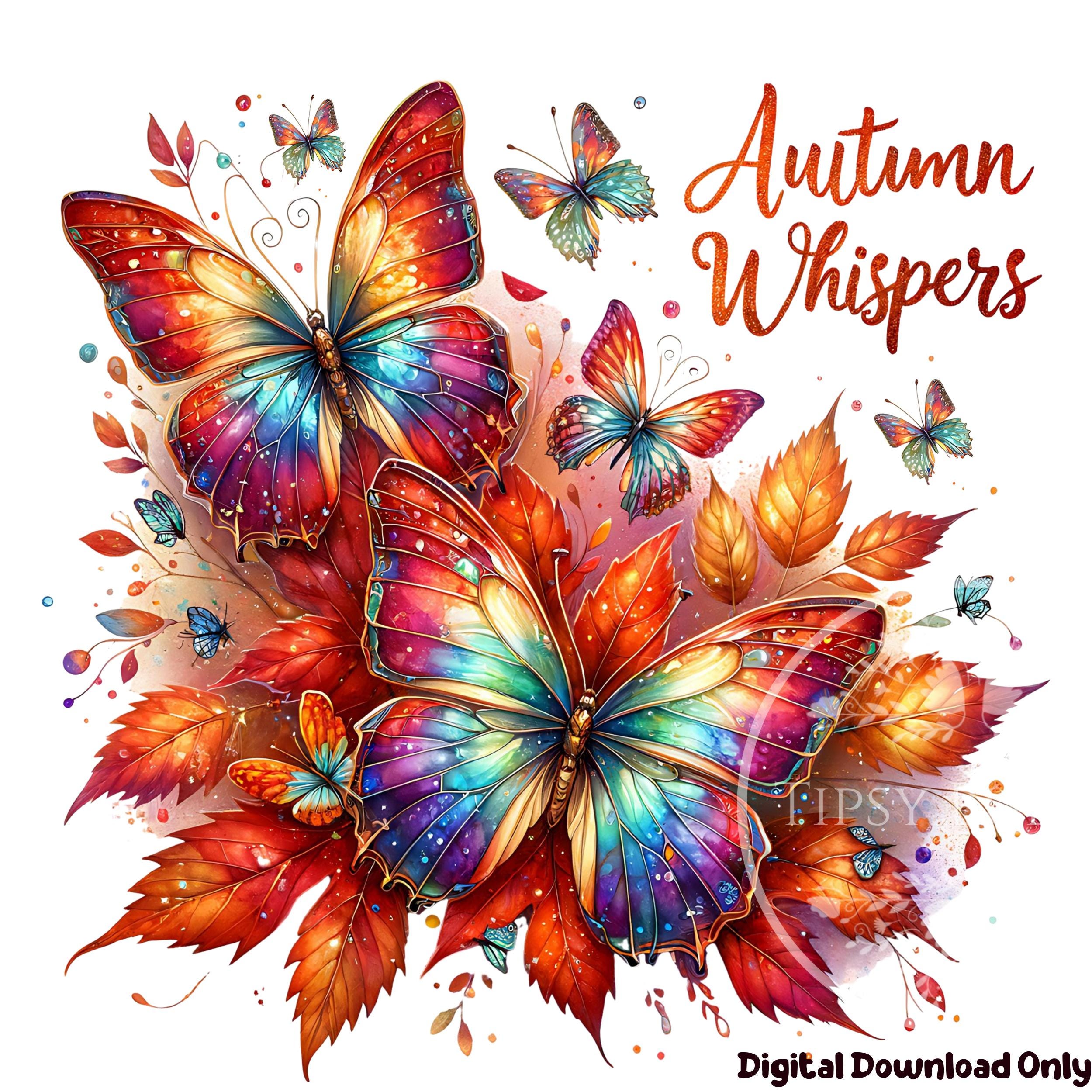 Fall PNG Shirt Design, Fall Butterfly PNG, Colorful Fall Clipart, Fall ...