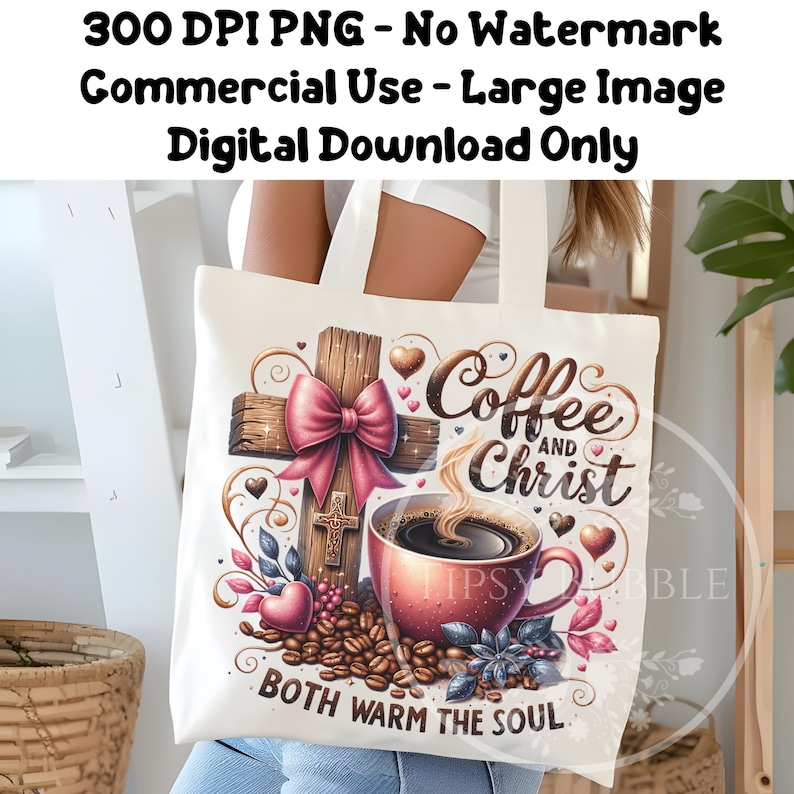 Christian Coffee PNG, Christian Shirt Designs, Sublimation Files, Trendy Coquette Cross PNG File, Commercial Use, Digital Download