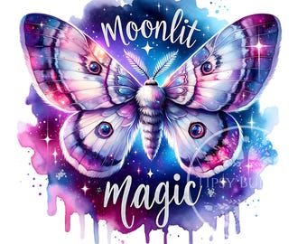 Celestial Moth PNG, Moon Moth PNG, Mystical Moth Sublimation File, Purple Celestial Butterfly PNG Luna Moth Digital Download, Commercial Use