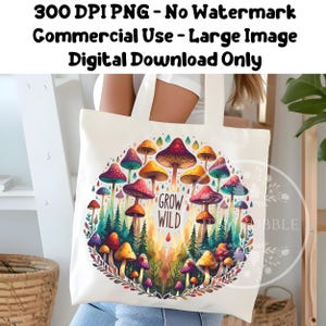 Cute Mushroom Clipart PNG, Mushroom Shirt PNG Designs, Boho Mushroom PNG, Watercolor Mushrooms, Boho Sublimation Designs, Commercial Use