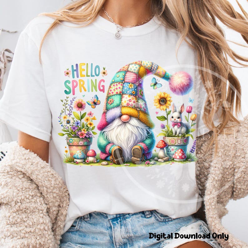 Spring Gnome PNG, Cute Watercolor Clipart, Sublimation Files, Gnome ...