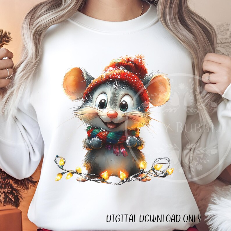 Mouse Clipart Bundle, Quirky Animals Digital Clipart, Sublimation Files, Funny Christmas Mouse PNG,  Cute Sublimation Design, Commercial Use