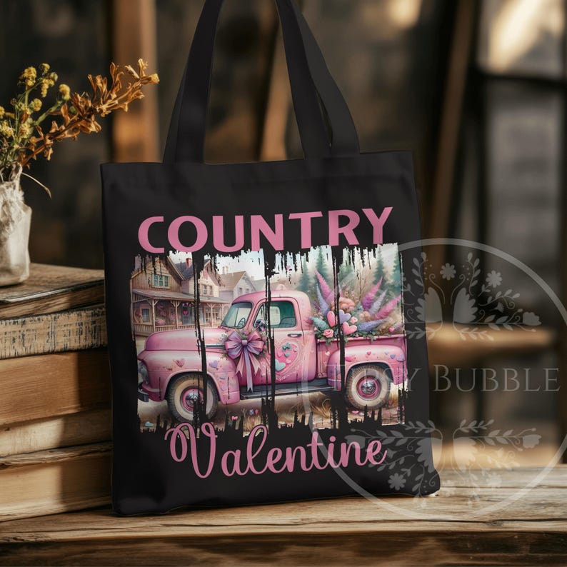 Pink Country Valentine PNG, Vintage Valentine, Valentines Day Truck, Vintage Country Shirt Design, Sublimation PNG File, Commercial Use