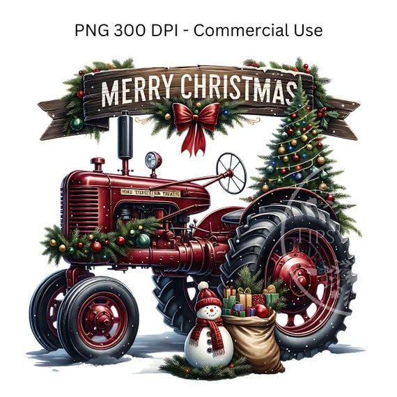 Christmas Tractor PNG, Christmas Truck, Country Christmas Clipart, Christmas Shirt Design, Holiday Tractor, Vintage Christmas, Sublimation