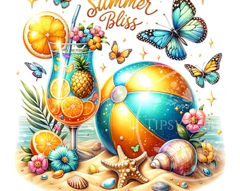 Tropical Beach PNG, Tropical Summer PNG, Summer Sublimation Files, Girls Summer Shirt Designs, Ocean Beach Clipart PNG, Commercial Use