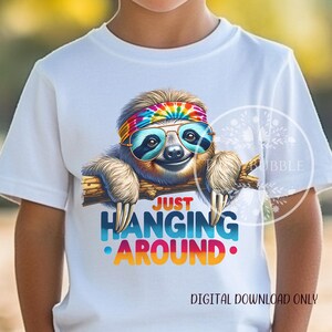 Sloth PNG Shirt Design, Funny Sloth PNG, Sublimation Designs, Retro Sloth Clipart, Youth Shirt Graphic, Files, Commercial Use, Digital Files