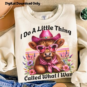 Western Highland Cow PNG, Funny Sublimation Designs, Retro Sassy PNG File, Retro Pink Western Shirt Design, Commercial Use, Digital Download
