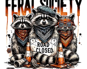 Feral Raccoon Shirt Design, Raccoon PNG Clipart, Vintage Raccoon PNG Mens Sublimation File Retro Racoon PNG Digital Download, Commercial Use