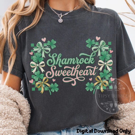 Coquette St. Patrick's Day PNG, Girls St. Patrick's Day Shirt Design, Checkered St. Patrick's Day Sublimation File, Shamrock PNG