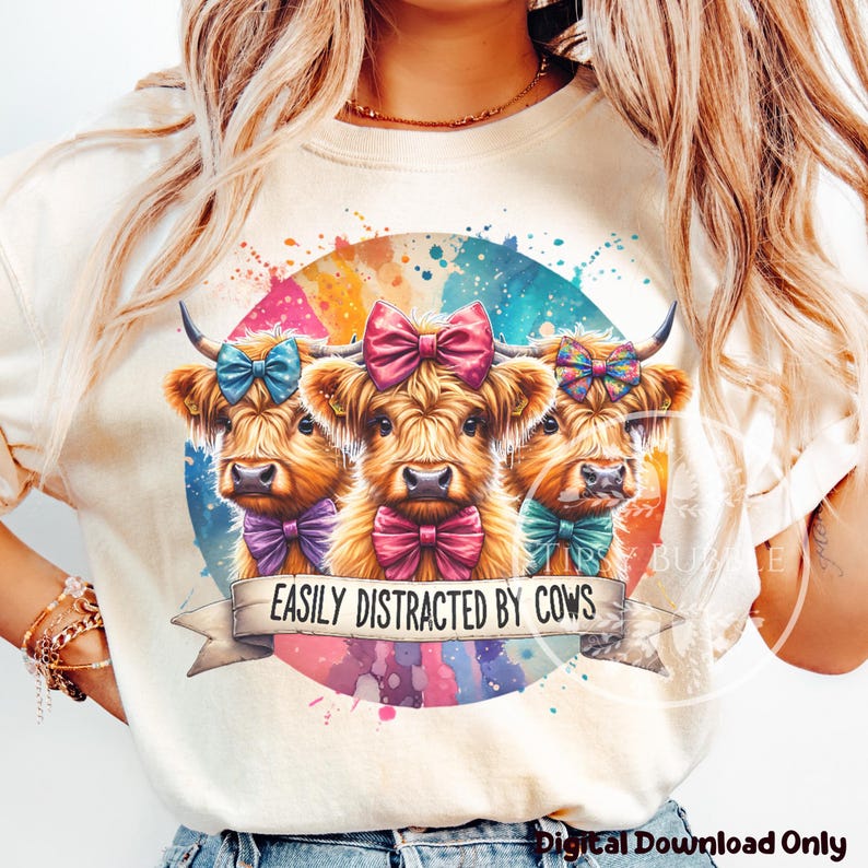 Coquette Cow PNG, Funny Cow Shirt Designs Sublimation File, Highland Cow PNG, Cute Cow Coquette Bow PNG, Commercial Use, Digital Downloads