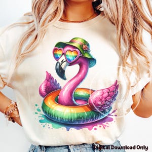 Summer Flamingo PNG, Tropical Summer PNG, Summer Sublimation Files, Girls Summer Shirt Designs, Pink Flamingo Clipart PNG, Commercial Use