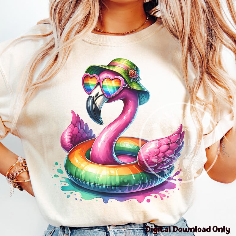 Summer Flamingo PNG, Tropical Summer PNG, Summer Sublimation Files, Girls Summer Shirt Designs, Pink Flamingo Clipart PNG, Commercial Use