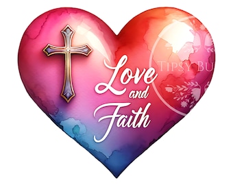 Christian Heart Cross PNG: Faith & Love Shirt Design (Digital Download)
