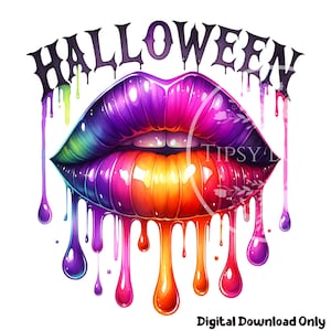 Halloween Lips PNG Sublimation Design, Spooky Season PNG Halloween Shirt Designs, Girl Halloween PNG Digital Sublimation File Commercial Use