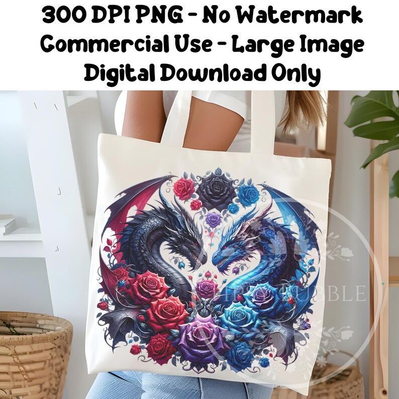 Dragon Clipart Fantasy PNG,  Floral Dragons Design, Dragon Sublimation Files, Romantasy Clipart Files, Digital Downloads, Commercial Use