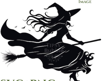Witch SVG PNG, Flying Witch svg, Halloween Witch, Witchful Halloween, Witche Celestial, Designer Witch png, Friendly witch, Commercial Use