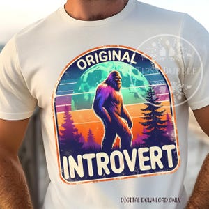 Retro Bigfoot Shirt Design, Sasquatch Clipart, Sublimation Designs, Introvert PNG, Antisocial PNG, Retro Bigfoot PNG Clipart, Commercial Use