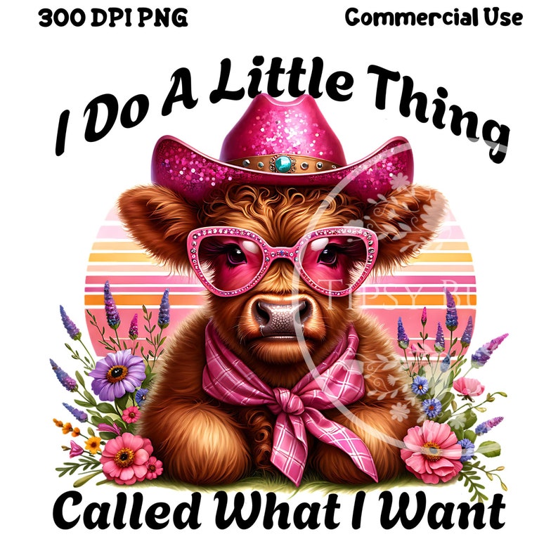 Western Highland Cow PNG, Funny Sublimation Designs, Retro Sassy PNG File, Retro Pink Western Shirt Design, Commercial Use, Digital Download