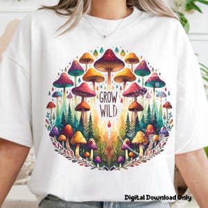Cute Mushroom Clipart PNG, Mushroom Shirt PNG Designs, Boho Mushroom PNG, Watercolor Mushrooms, Boho Sublimation Designs, Commercial Use